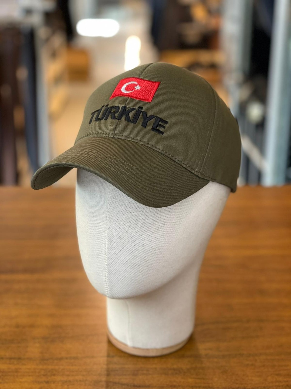 Hamze Türkiye Bayrak Nakış Pamuklu Unisex Cap Şapka Haki