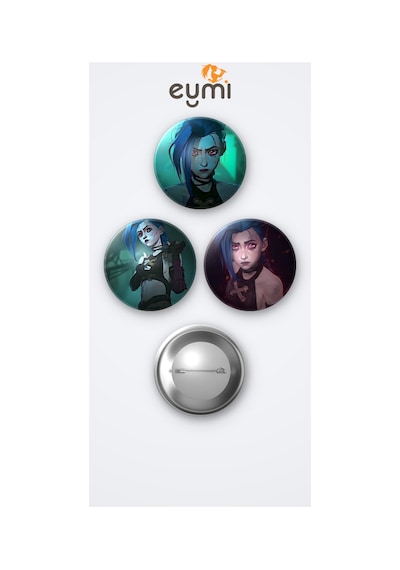 Arcane Animesi Jinx Anime 3'lü Metal Rozet Seti 58mm İğneli Buton Çanta Yaka Rozeti Çok Renkli