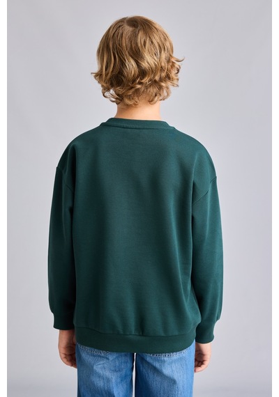 Defacto Oversize Bisiklet Yaka Ayıcık Figürlü Baskılı Uzun Kollu Sweatshirt Erkek Çocuk I3299a826wngn536 Yeşil-gn536