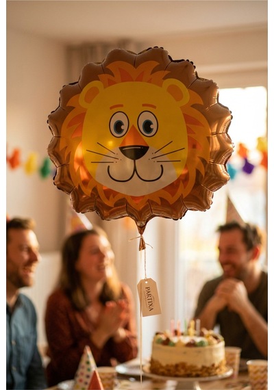 Safari Aslan Kafa Folyo Balon 35x42 Cm Safari Temalı Çocuk Doğum Günü Parti Süsü Çok Renkli