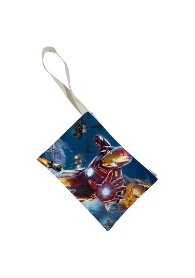Unisex Iron Man Desenli Portföy Clutch Çanta