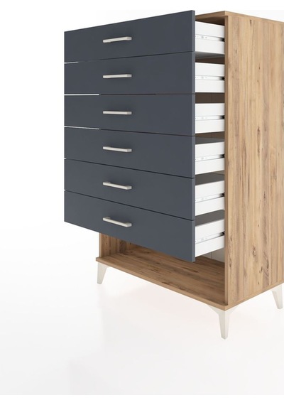 Hyperion Dolap 6 Çekmeceli 88x44x134 Çam-antrasit Çam Hyperion Dolap 6 Çekmeceli 88x44x134 Çam-antrasit Çam