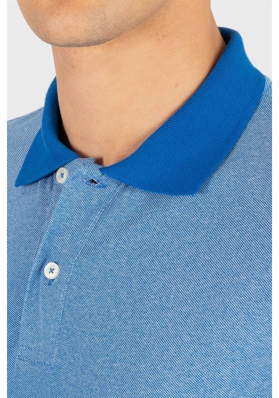 Tudors Slim Fit Melanj Düz Polo Yaka T-Shirt-24702 Mavi