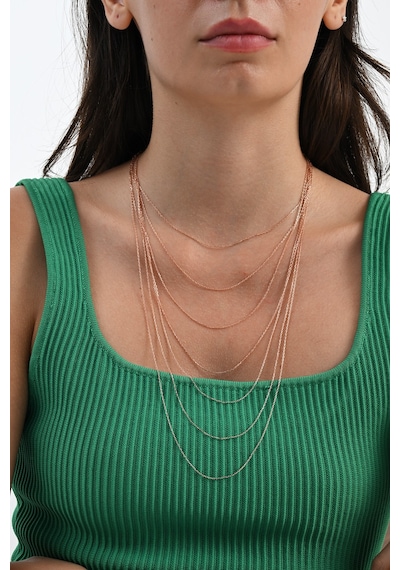 925 Ayar Gümüş Gümüş Zincir 40-45-50-55-60-65-70 Cm Barcode Rose Gold