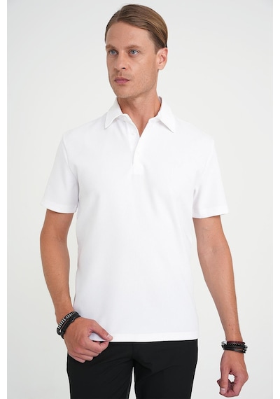 Efor Slim Fit Polo Yaka Modal Fitilli Kısa Kol Beyaz Tişört Ts 904 Beyaz