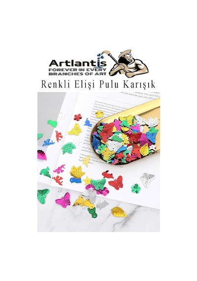 Elişi Pulu Karışık Şekilli 100 Lü 1 Paket Renkli Şekilli Pul Yanardöner Payet Pırıltılı Süs Okul Öncesi Kreş Ana Sınıfı