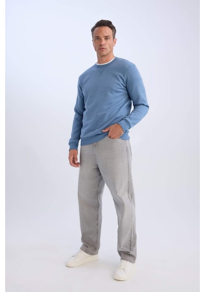 DeFacto Regular Fit Bisiklet Yaka Kalın Basic Düz Sweatshirt T3777AZ25SPIN195