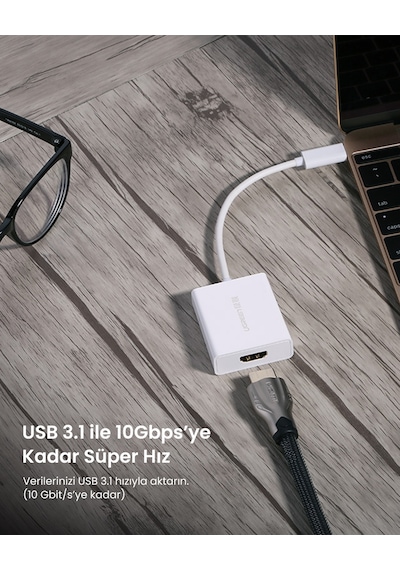 Ugreen Type-c - Hdmı Dişi 4k Çevirici Adaptör, Beyaz, 40273