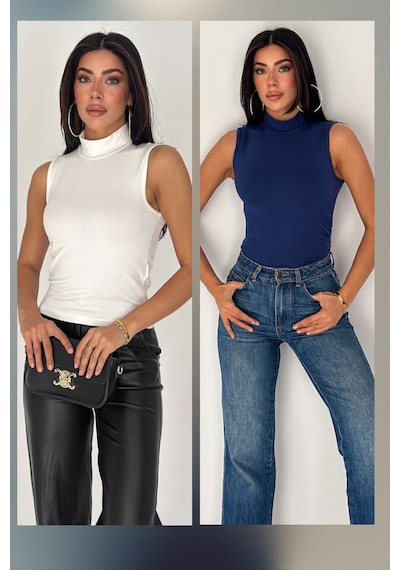 Noa & Noa 2'li Paket Kadın Kolsuz Boğazlı Basic Body Sleek Core Beyaz Noa & Noa 2'li Paket Kadın Kolsuz Boğazlı Basic Body Sleek Core Beyaz