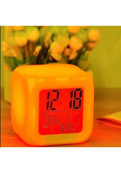 Led Dijital Renkli Masa Saati Alarm Termometre Tarih Masaüstü Saat Çok Renkli