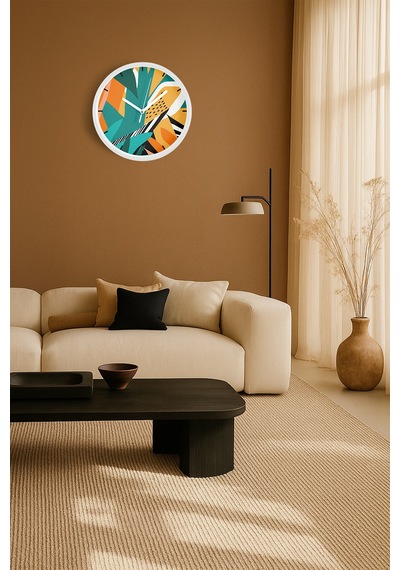 Modern Tasarım Duvar Saati - 25cm - Önü Camlı Beyaz Kasa - Sessiz Mekanizma-jh0598 Beyaz