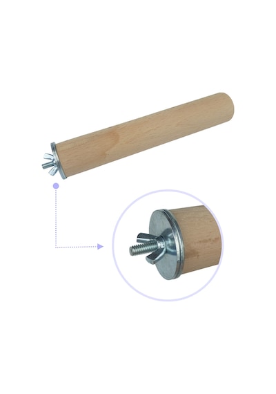 Vixpet Venty Büyük Papağan Tüneği 25 Cm 36 Mm / Doğal Ahşap Kuş Tüneği
