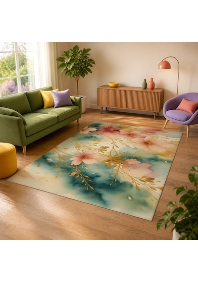 Kartela Halı Vela Halı Kaymaz Taban Makinede Yıkanabilir Halı - 100 X 150 Cm Çok Renkli