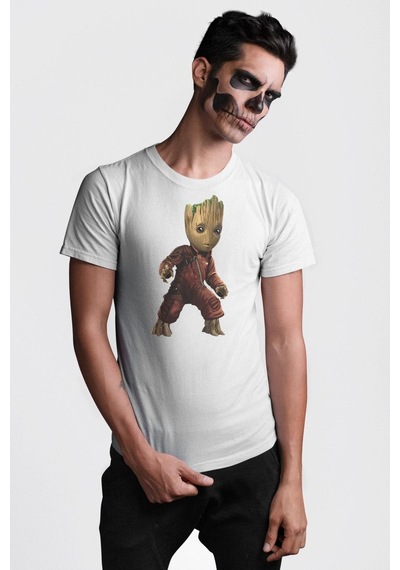 Bebek Groot Guardians Galaxy Unisex Unisex Beyaz Organik Baskılı T-shirt Penye Yüksek Kalite Beyaz