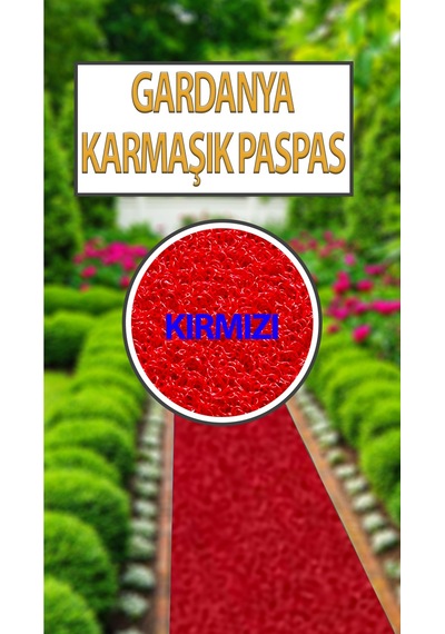 Gardenya Kıvırcık Karmaşık Paspas, Halı, Yolluk Kaymaz 100 Cm En 12 Mm Kalınlık Kırmızı