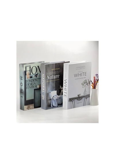 3 Lü Kitap Görünümlü Dekoratif Kutu Seti, Home, White, Naturel, Set-1 - Bga6677519