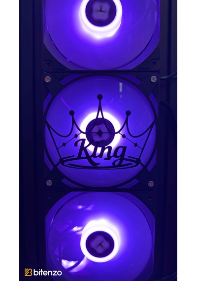 Kral Tacı "king" Yazılı 120x120 Mm Oyun Pc Aksesuarı, Masaüstü Bilgisayar Fan Kapağı Siyah