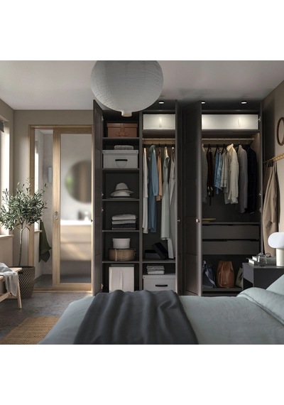 Ikea Koyu Gri Sağlam Kapaklı Gardırop 200x60x236 Cm