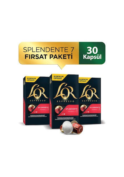 L'or Splendente Intensity 7 Nespresso Uyumlu Kapsül Kahve Fırsat Paketi 10 x 3 Paket