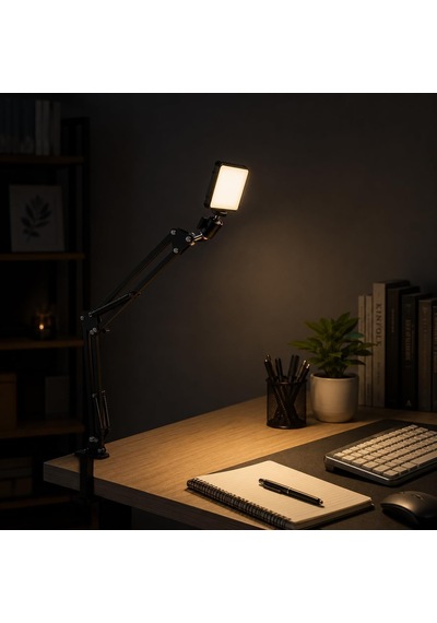 Led Aydınlatma Hareketli Masa Işık Tutacağı Youtuber-twitch Yayıncı Standı, Görüntülü Arama, Masaya Sabitletleme Hareketli Tutucu Stand S01 Set