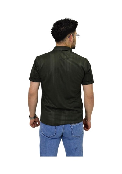 Erkek Spor Silim Fit Kısa Kol Gömlek Bgl-st04480 Haki