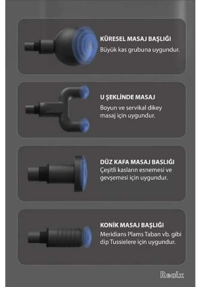 Darbeli Titreşimli Şarjlı Masaj Tabancası Masaj Aleti Kırmızı Renk Beyaz