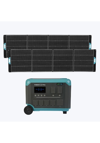 Antfea F3600 Ultra Taşınabilir Güç Kaynağı + 2 Adet 400w Taşınabilir Güneş Paneli 3.6 Kw / 3 Kwh / 800 W