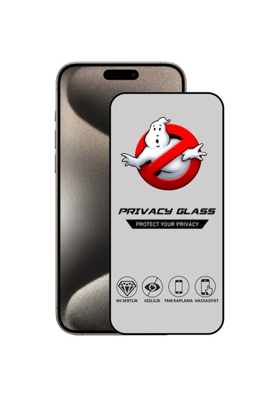 Apple iPhone Uyumlu 15 Pro Max Tam Kaplayan Privacy Hayalet Temperli Ekran Koruycu Cam
