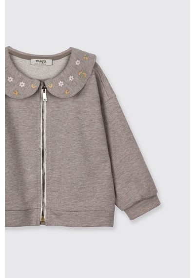 Panço Kız Çocuk Fermuarlı Sweatshirt Kahve