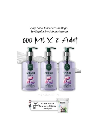 Eyüp Sabri Tuncer Artisan Doğal Zeytinyağlı Sıvı Sabun Macaron 600 Ml X3 Diğer