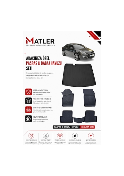 Opel Astra J 2016 Model 4d Ekstra Havuzlu Paspas Ve Bagaj Havuzu Set