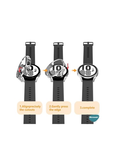 Samsung Galaxy Watch 4 44mm İçin Kılıf 360 Full Round Soft Silicone Rose Gold Galaxy Watch 4 44mm İle Uyumlu Kılıf - Rose Gold Çok Renkli
