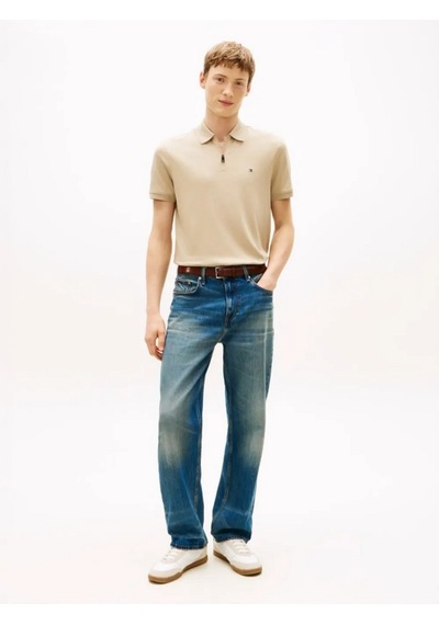 Tommy Hilfiger Mw0mw42758rbt Interlock Zip Reg Erkek Polo Tişört Bej