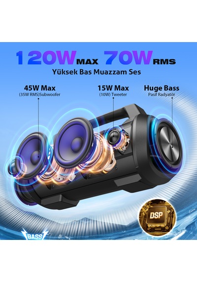 W-King D10  120W Party Box 42S Bluetooth 5.0 Hoparlör