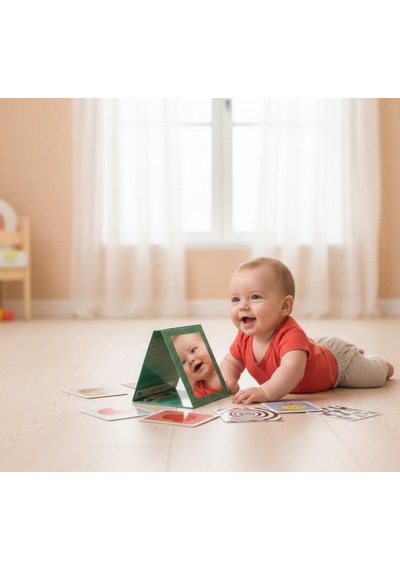 Laco Kids Tummy Time Smart Baby Card - Karın Üstü Aktivite Zeka Kartları + Güvenli Ayna 0-12 Ay