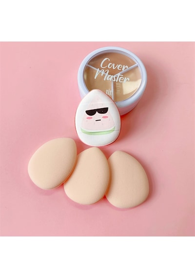 Melien Cool Desenli Mini Puf Parmak Yüz Makyaj Süngeri Beyaz 2'li