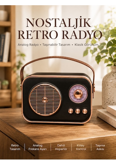 Retro Tarz Kablosuz Radyo Bluetooth, Usb Ve Tf Kart Girişli - Lisinya