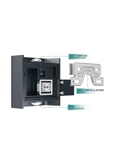 Braytron 3 Renk Modlu İç-dış Mekan Led Duvar Armatürü 3cct Bg38-03182 Haiti Aplik Siyah