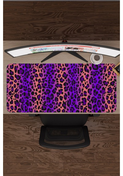 Leopar Kaymaz Dikişli Kauçuk Oyuncu Mousepad V1 - 90x40 Xxl Gaming Mouse Pad Fare Altlığı