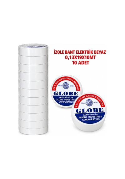 İzole Bant Elektrik Beyaz 0,13x19x10mt 10 Adet