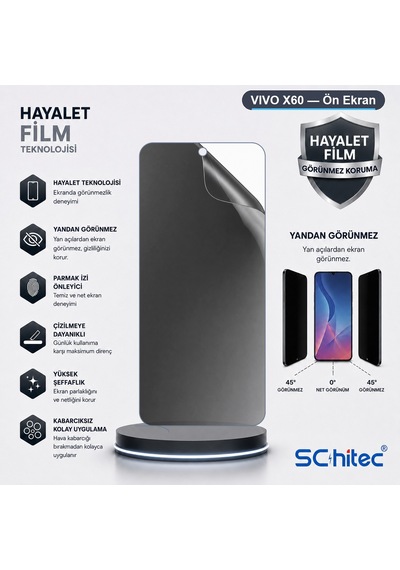 Vıvo X60 Uyumlu Ön Yüzey Hayalet Privacy Hidrojel Ekran Koruyucu 67176096