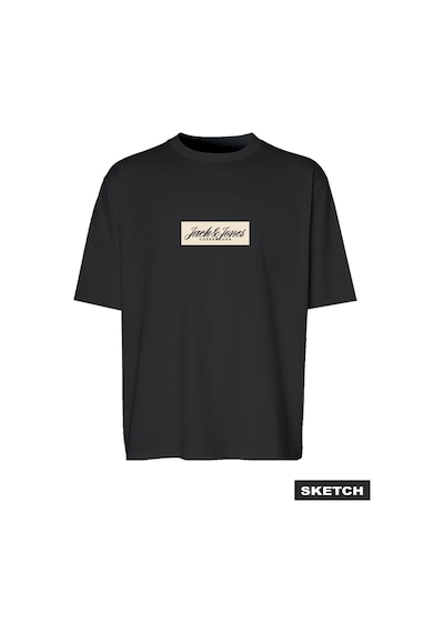 Jack & Jones Erkek Gögüs Baskili Kisa Kollu Tisört - Norrebro - 12307253 Siyah