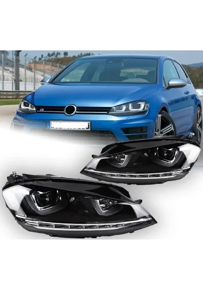 Volksvagen Golf7 2013-2016 Krom Çift U Ledli R Ön Far