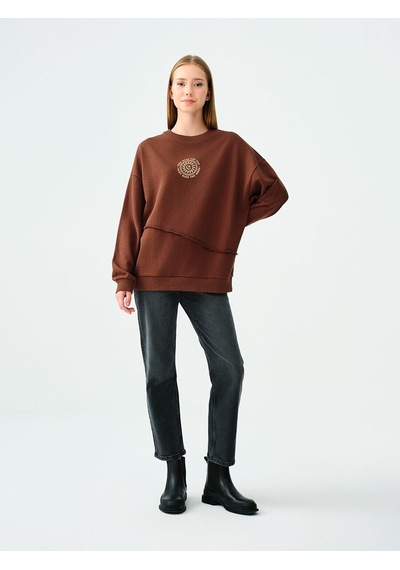 LOFT Oversize Kadın Sweatshirt Kahverengi