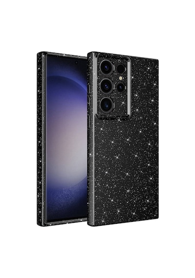 Kilifone - Samsung Uyumlu Galaxy S24 Ultra - Kılıf Simli Kamera Korumalı Koton Kapak - Siyah
