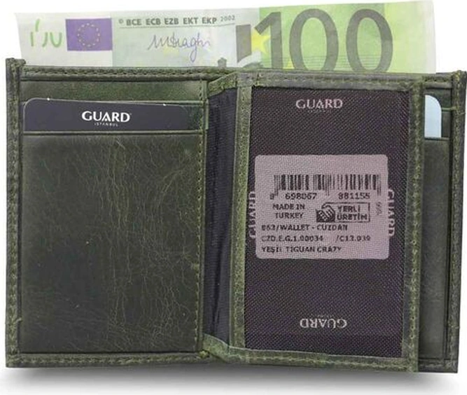 Guard Minimal Antik Yeşil Deri Erkek Cüzdanı Çok Renkli