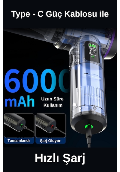 Wearfitpro Wr-151 18000pa Hava Ve Emiş Güçlü Mini Kablosuz Araç İçi Elektrikli Süpürge Hava Üfleme Makinesi
