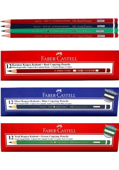 Faber-Castell Kırmızı 12'Li-Yeşil 12'Li-Mavi 12'Li Kopya Kalemi