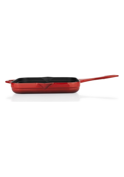 Schafer Guss Chef Döküm Kare Grill Tava 28x28 Cm 1 Parça-kırmızı Siyah