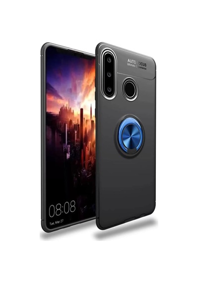 Newface Huawei Y6p Kılıf Range Yüzüklü Silikon - Siyah-mavi